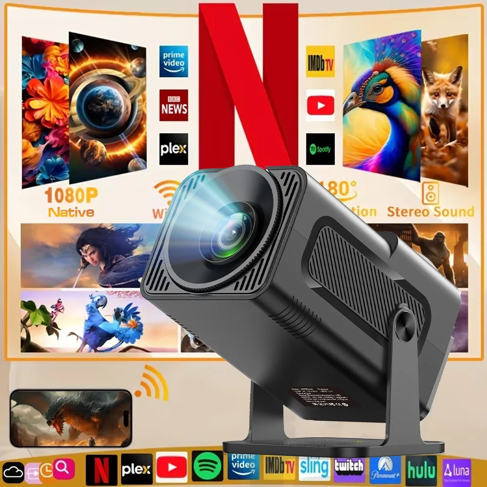 HY320 Mini Projector — 4K Android 13, 390 ANSI Lumens, Dual WiFi 6 & Bluetooth 5.0