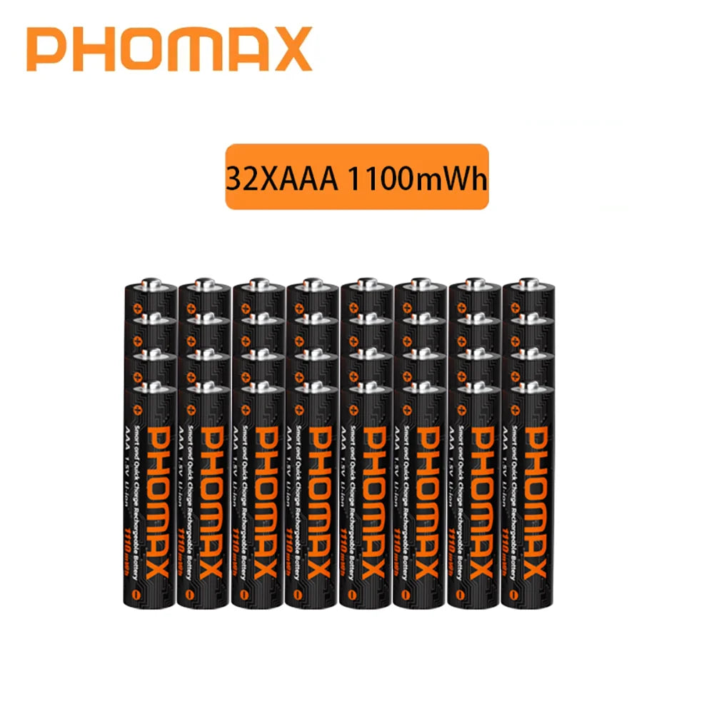 PHOMAX New Fast Charger&Rechargeable Battery,1.5V AA 4200mWh & AAA 1110mWh Lithium Battery For Remote Control Mouse SmartDoor
