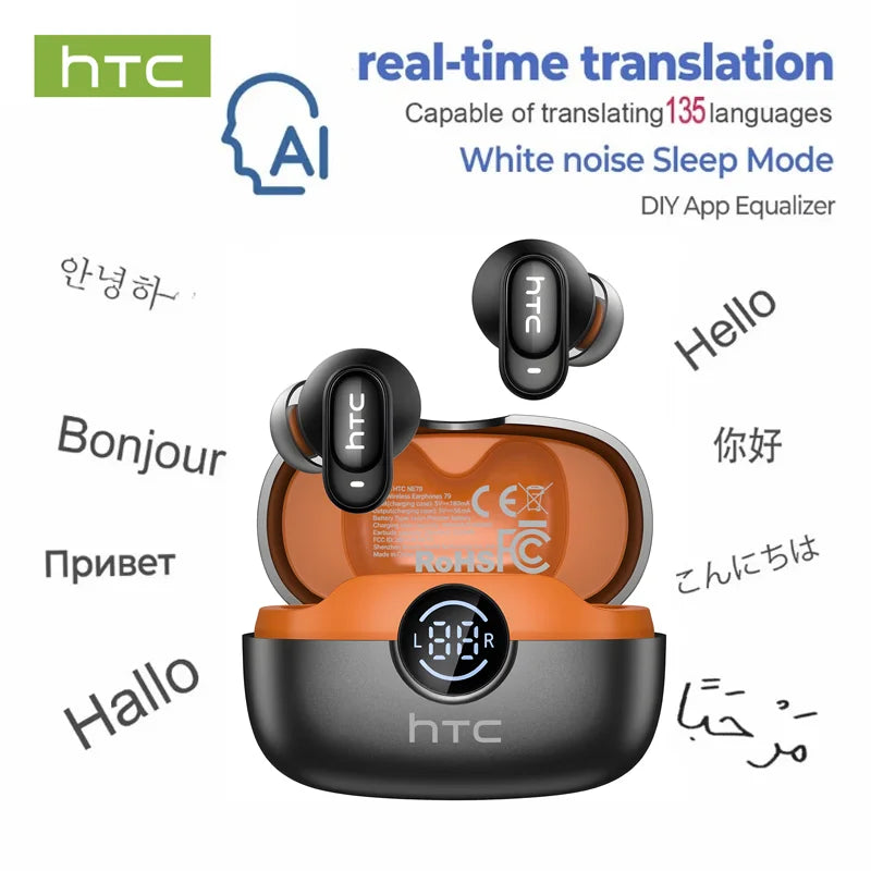 HTC NE79 Wireless Earbuds - Bluetooth 6.0 with LED Display