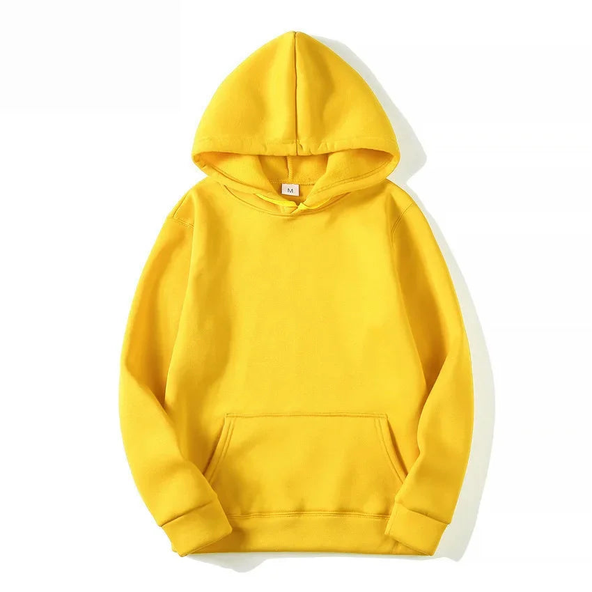 Unisex Solid Color Pullover Hoodie Sweatshirt — Casual Lightweight Fleece for Men & Women
