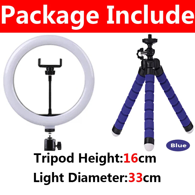 LED Phone Ring Light with Mini Tabletop Tripod