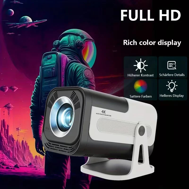 HY320 Mini Projector — 4K Android 13, 390 ANSI Lumens, Dual WiFi 6 & Bluetooth 5.0