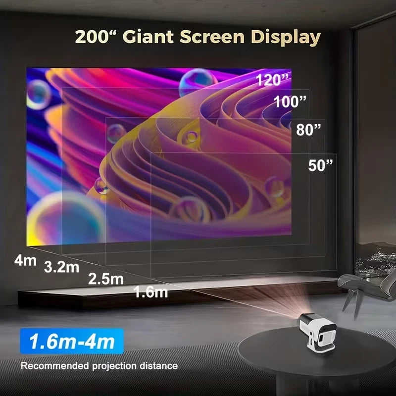HY320 Mini Projector — 4K Android 13, 390 ANSI Lumens, Dual WiFi 6 & Bluetooth 5.0