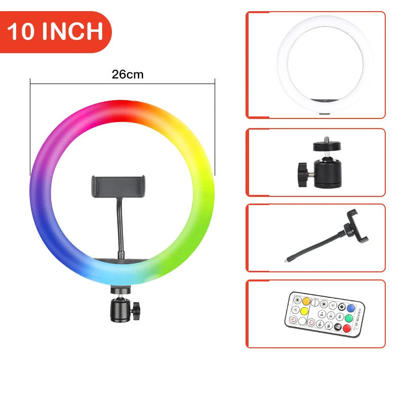 RGB Ring Light with Remote Control (10", 12", 14")