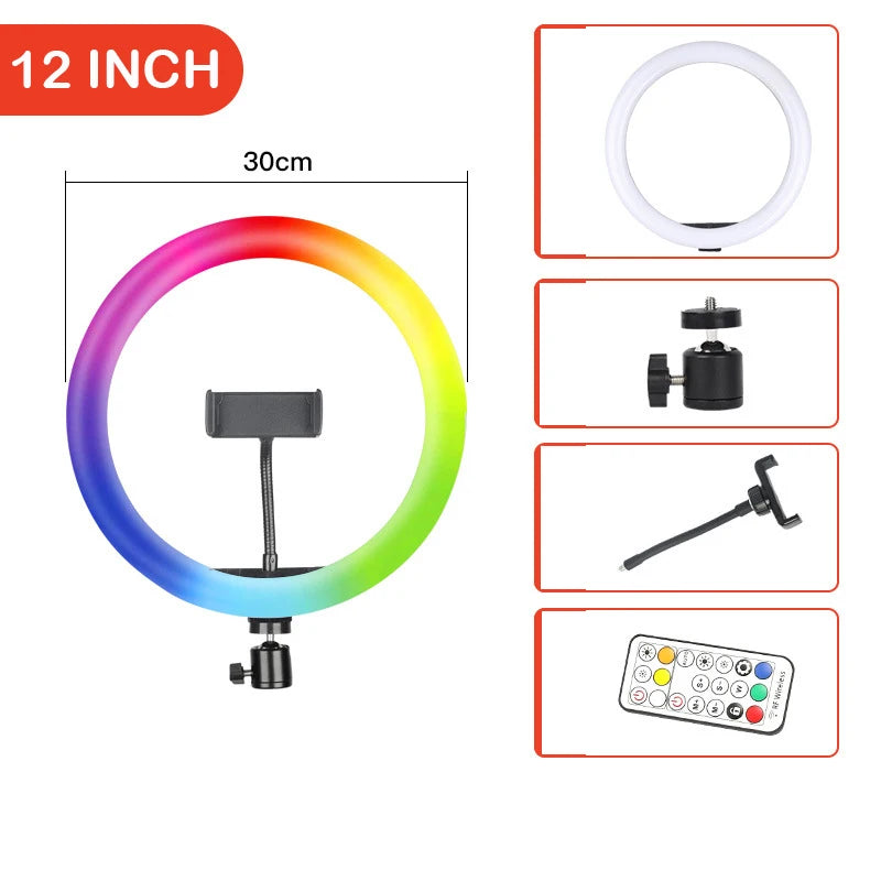 RGB Ring Light with Remote Control (10", 12", 14")