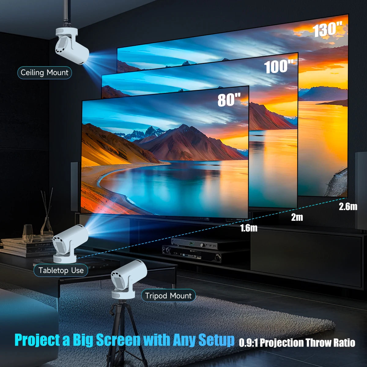 Magcubic HY300 Pro+ Smart Projector — 8K Support, Android 14, WiFi 6, Outdoor Home Theater