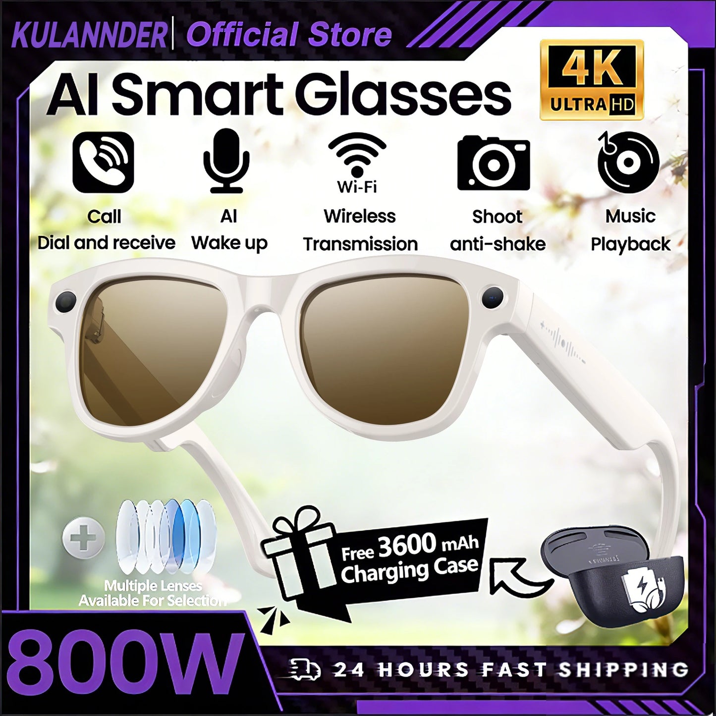Smart AI Glasses 2026 8K Translator Photo Video Recording Music Playback With Charging Box SmartGlasses Sunglasses Men Women