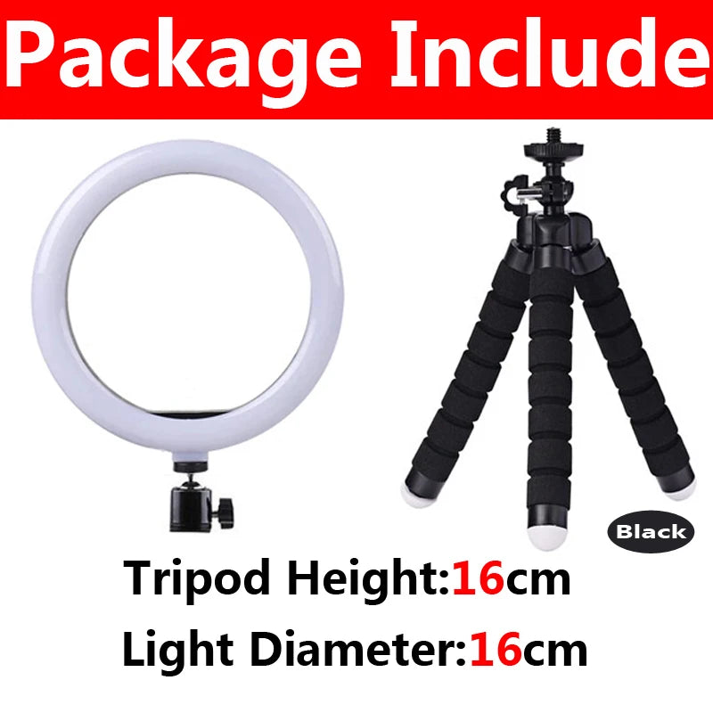 LED Phone Ring Light with Mini Tabletop Tripod