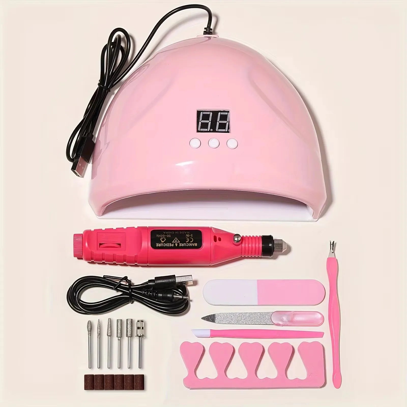 Electric nail drill kit with UV LED lamp