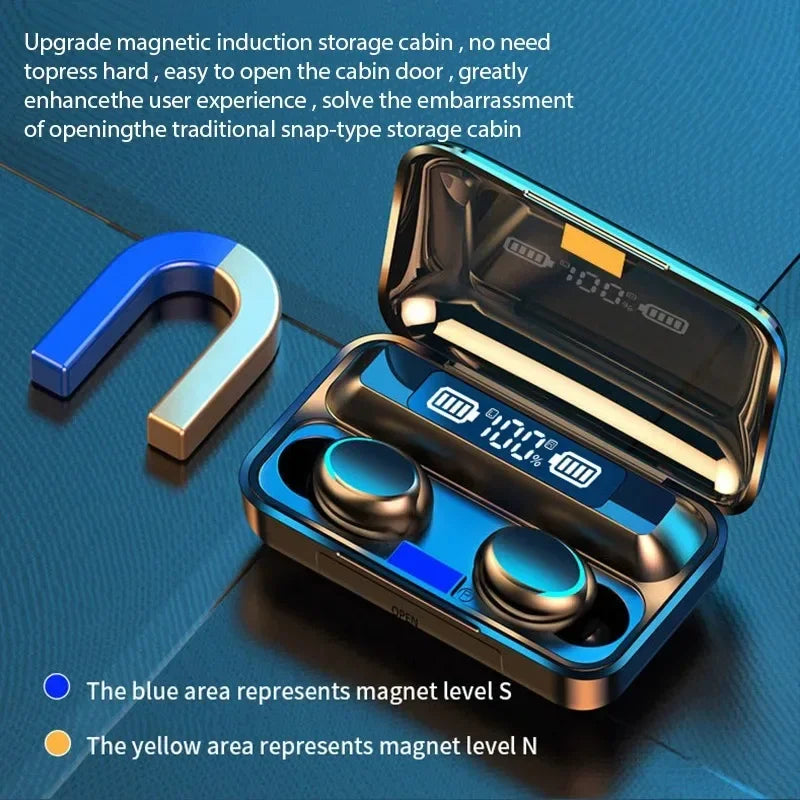 F9 TWS Wireless Earbuds — LED Display, Noise Reduction, Waterproof Bluetooth 5.0