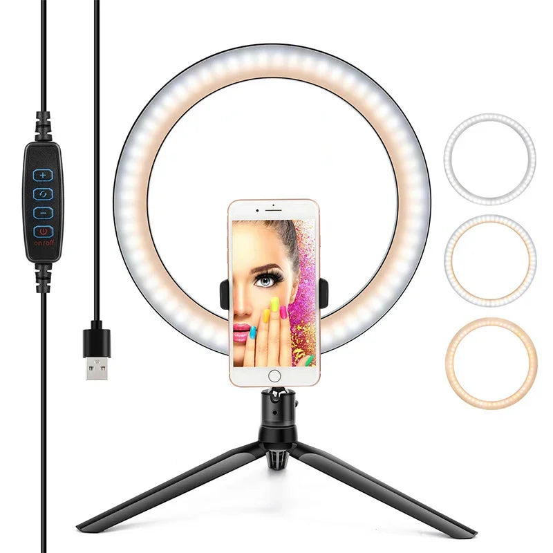 8"/10" RGB Selfie Ring Light with Tripod Phone Stand