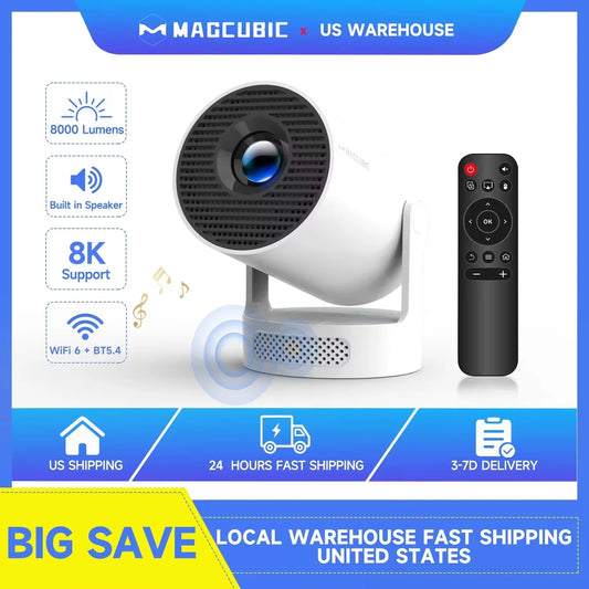 Magcubic HY300 Pro+ Smart Projector — 8K Support, Android 14, WiFi 6, Outdoor Home Theater