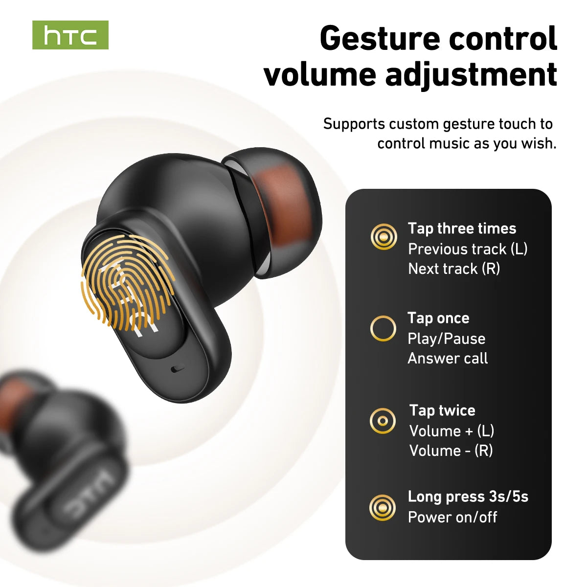 HTC NE79 Wireless Earbuds - Bluetooth 6.0 with LED Display