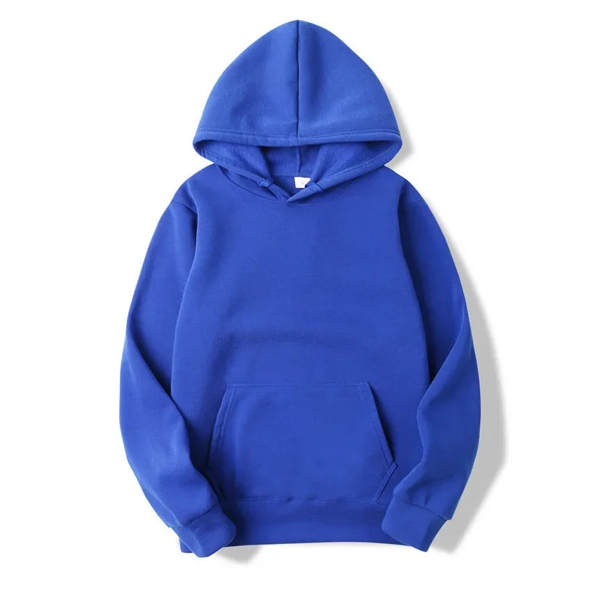 Unisex Solid Color Pullover Hoodie Sweatshirt — Casual Lightweight Fleece for Men & Women
