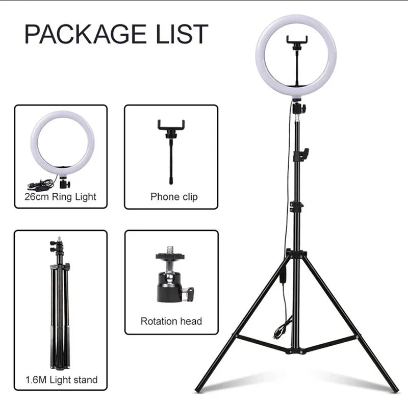 8"/10" RGB Selfie Ring Light with Tripod Phone Stand