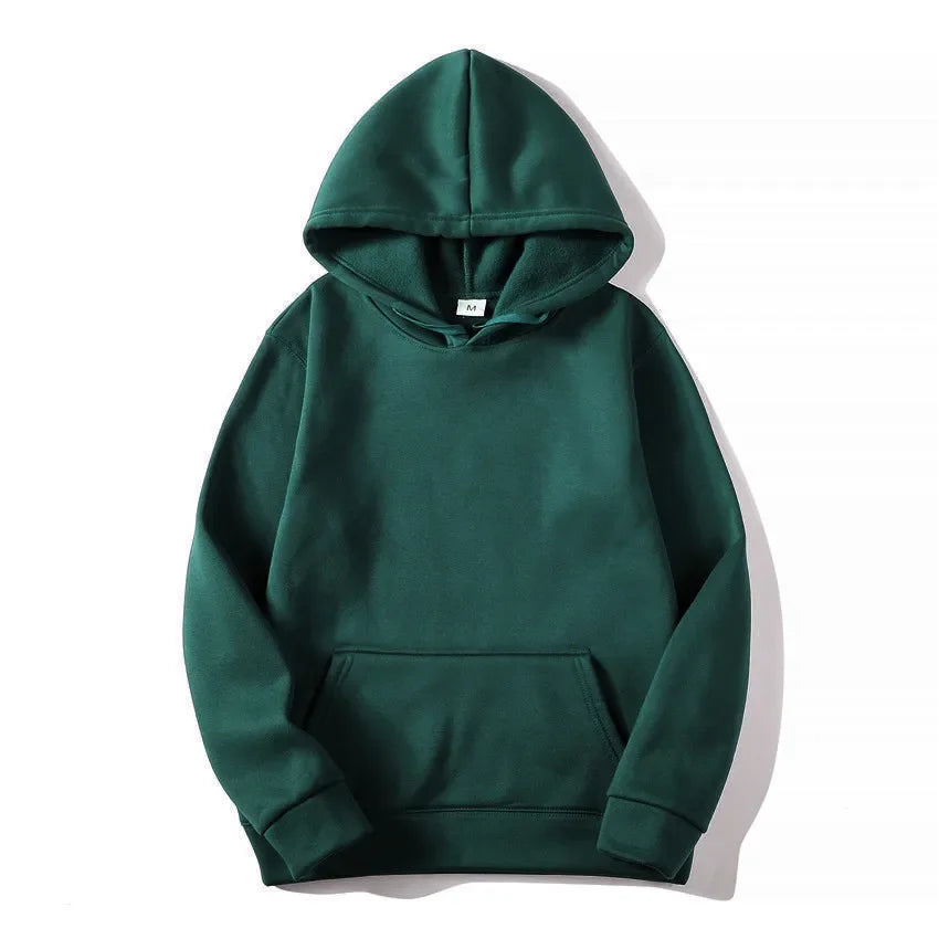 Unisex Solid Color Pullover Hoodie Sweatshirt — Casual Lightweight Fleece for Men & Women