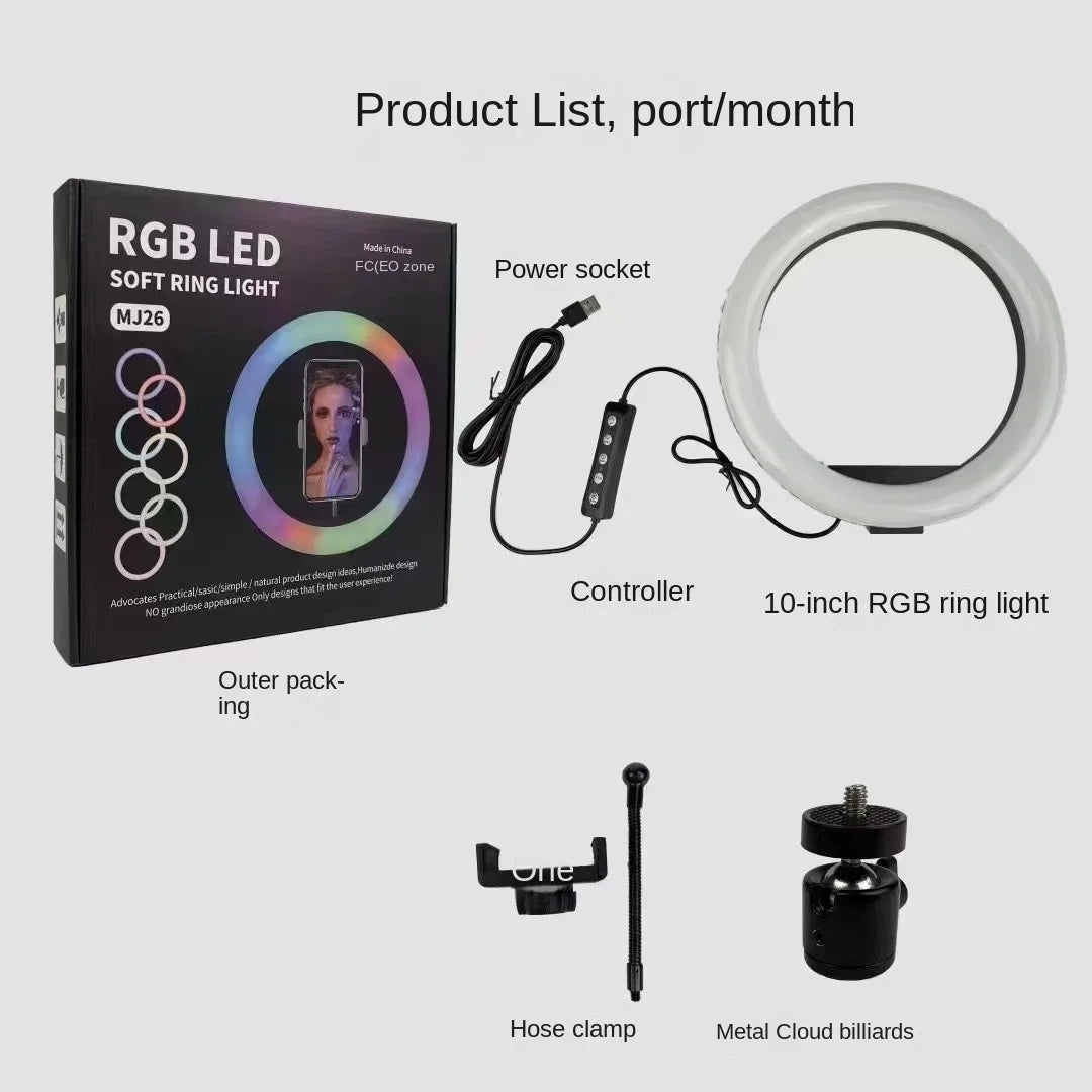 8"/10" RGB Selfie Ring Light with Tripod Phone Stand