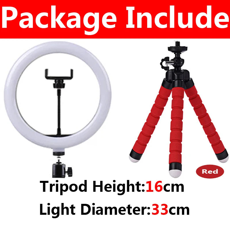 LED Phone Ring Light with Mini Tabletop Tripod