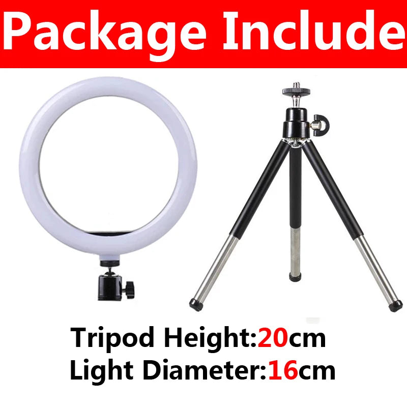USB LED Ring Light with Tripod Stand & Phone Holder (6", 10", 13")