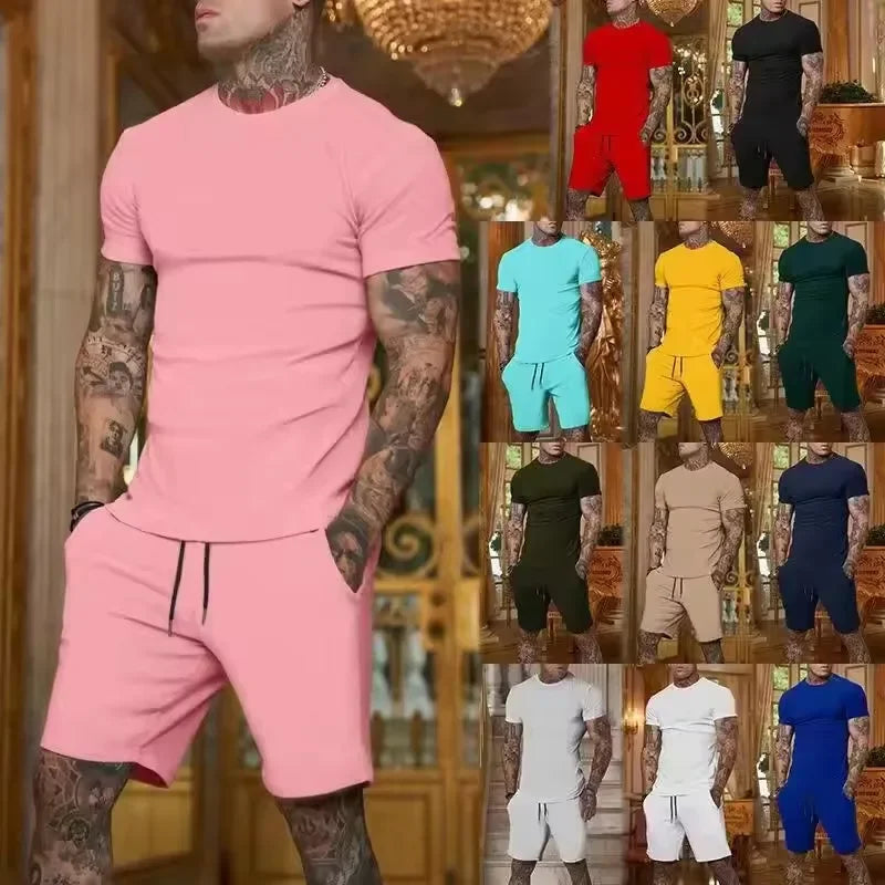 Men's summer two-piece activewear set, tee and shorts