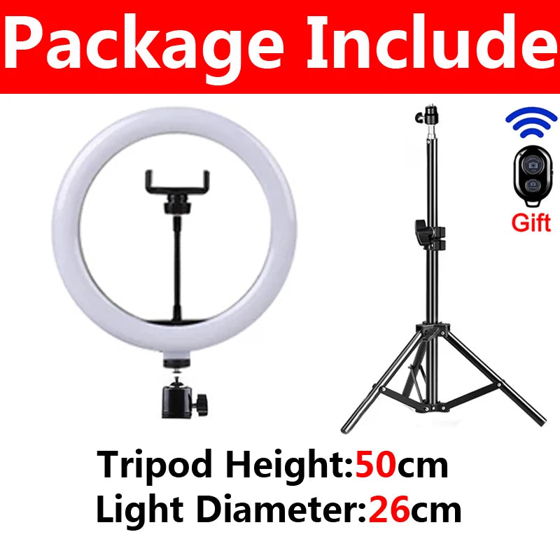 LED Selfie Ring Light with Remote & Tripod Stand