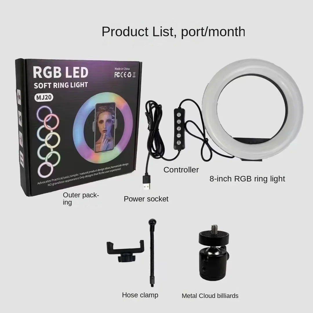 8"/10" RGB Selfie Ring Light with Tripod Phone Stand
