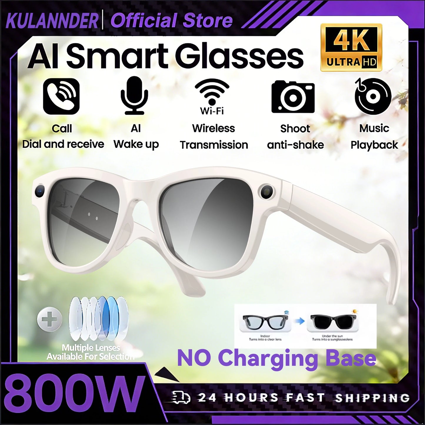Smart AI Glasses 2026 8K Translator Photo Video Recording Music Playback With Charging Box SmartGlasses Sunglasses Men Women