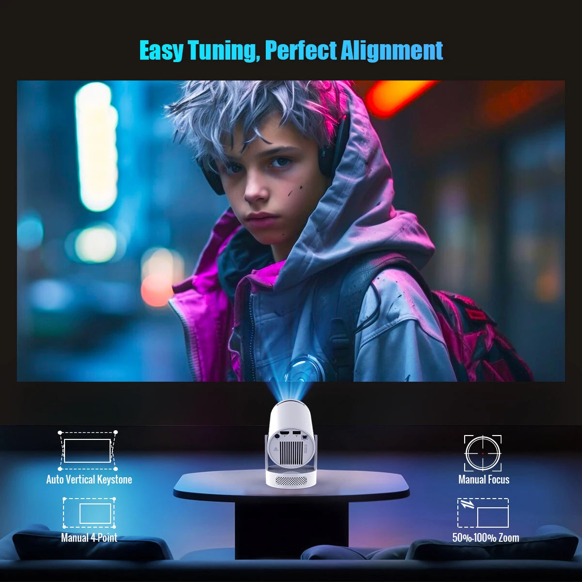 Magcubic HY300 Pro+ Smart Projector — 8K Support, Android 14, WiFi 6, Outdoor Home Theater