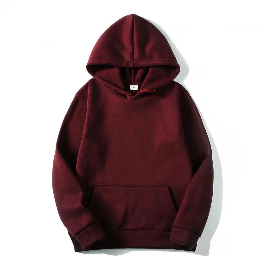 Unisex Solid Color Pullover Hoodie Sweatshirt — Casual Lightweight Fleece for Men & Women