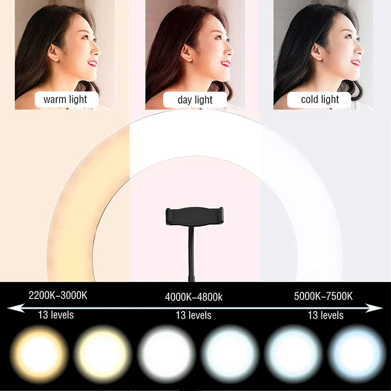 Dimmable USB Ring Light with Phone Holder - Makeup & Live Streaming