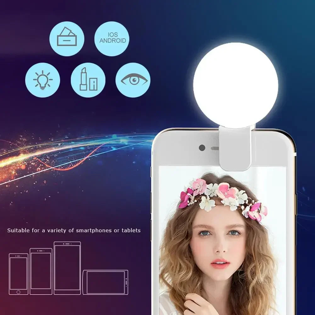 Clip-On Phone Selfie Ring Light - 3 Brightness Levels
