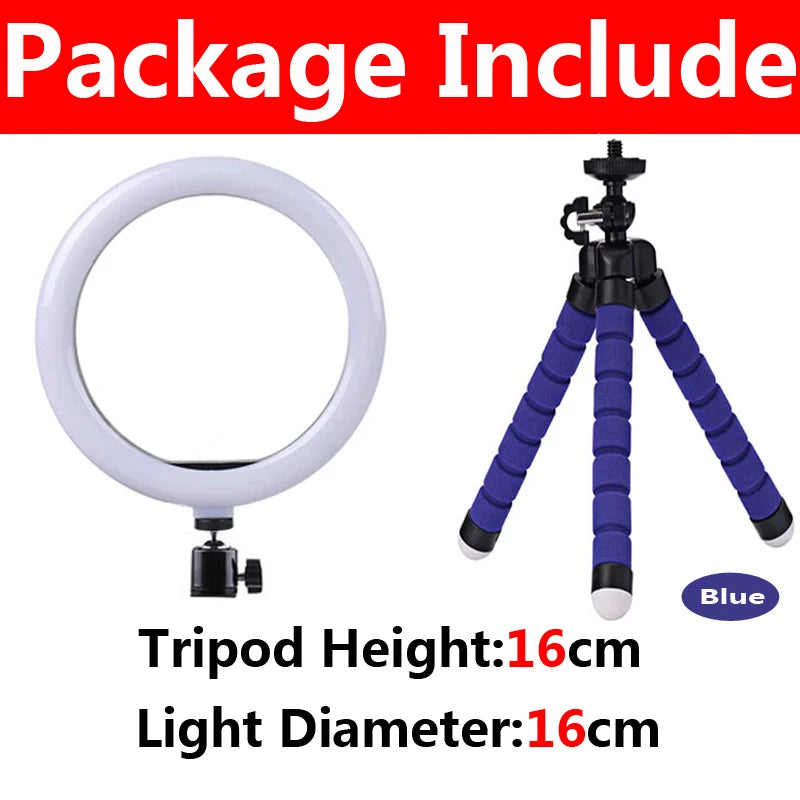 USB LED Ring Light with Tripod Stand & Phone Holder (6", 10", 13")