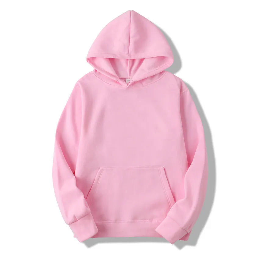Unisex Solid Color Pullover Hoodie Sweatshirt — Casual Lightweight Fleece for Men & Women