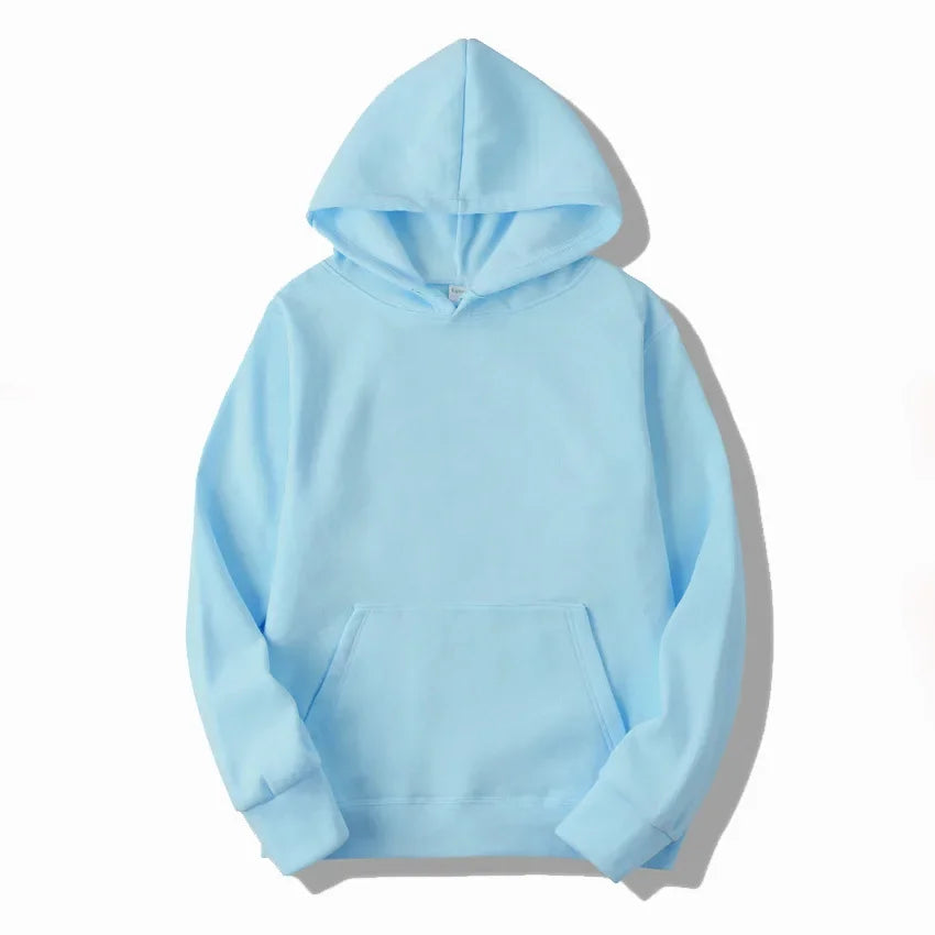 Unisex Solid Color Pullover Hoodie Sweatshirt — Casual Lightweight Fleece for Men & Women