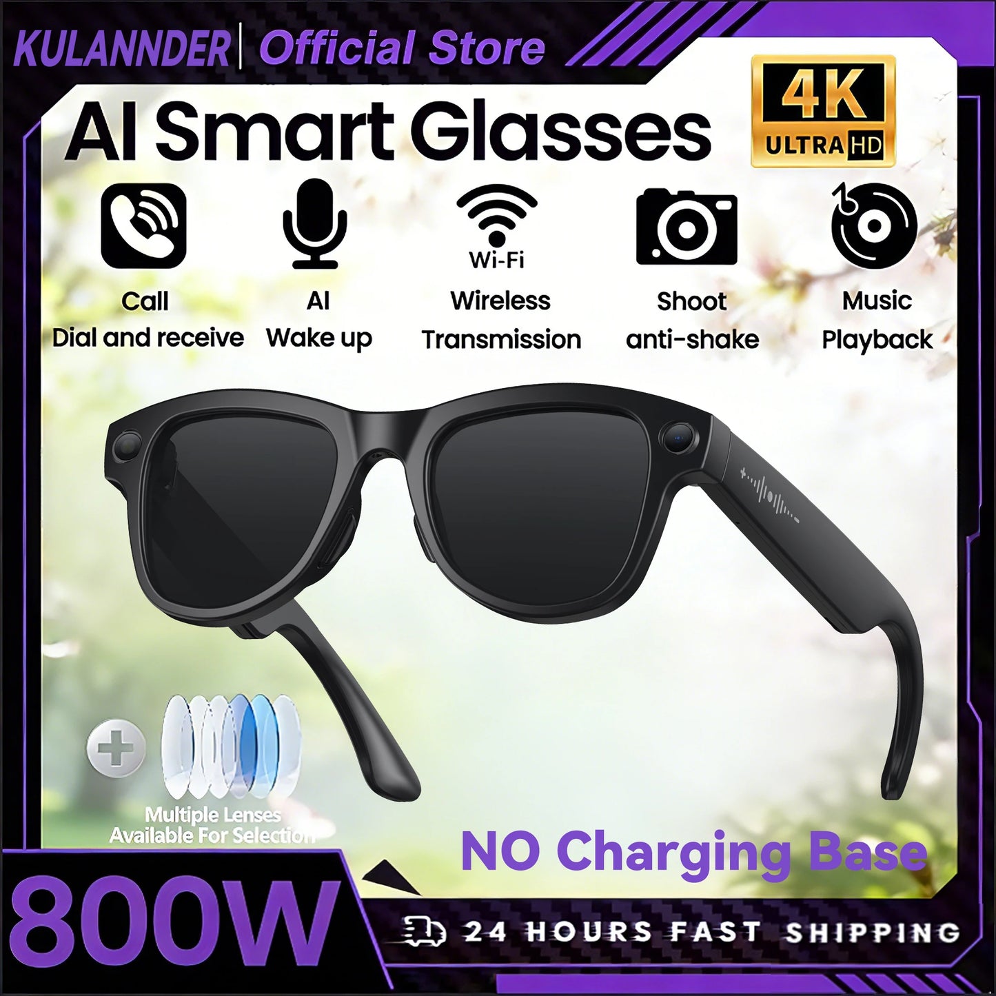 Smart AI Glasses 2026 8K Translator Photo Video Recording Music Playback With Charging Box SmartGlasses Sunglasses Men Women