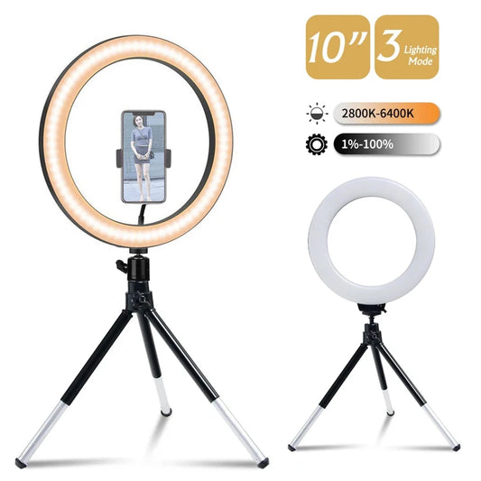 LED Phone Ring Light with Mini Tabletop Tripod