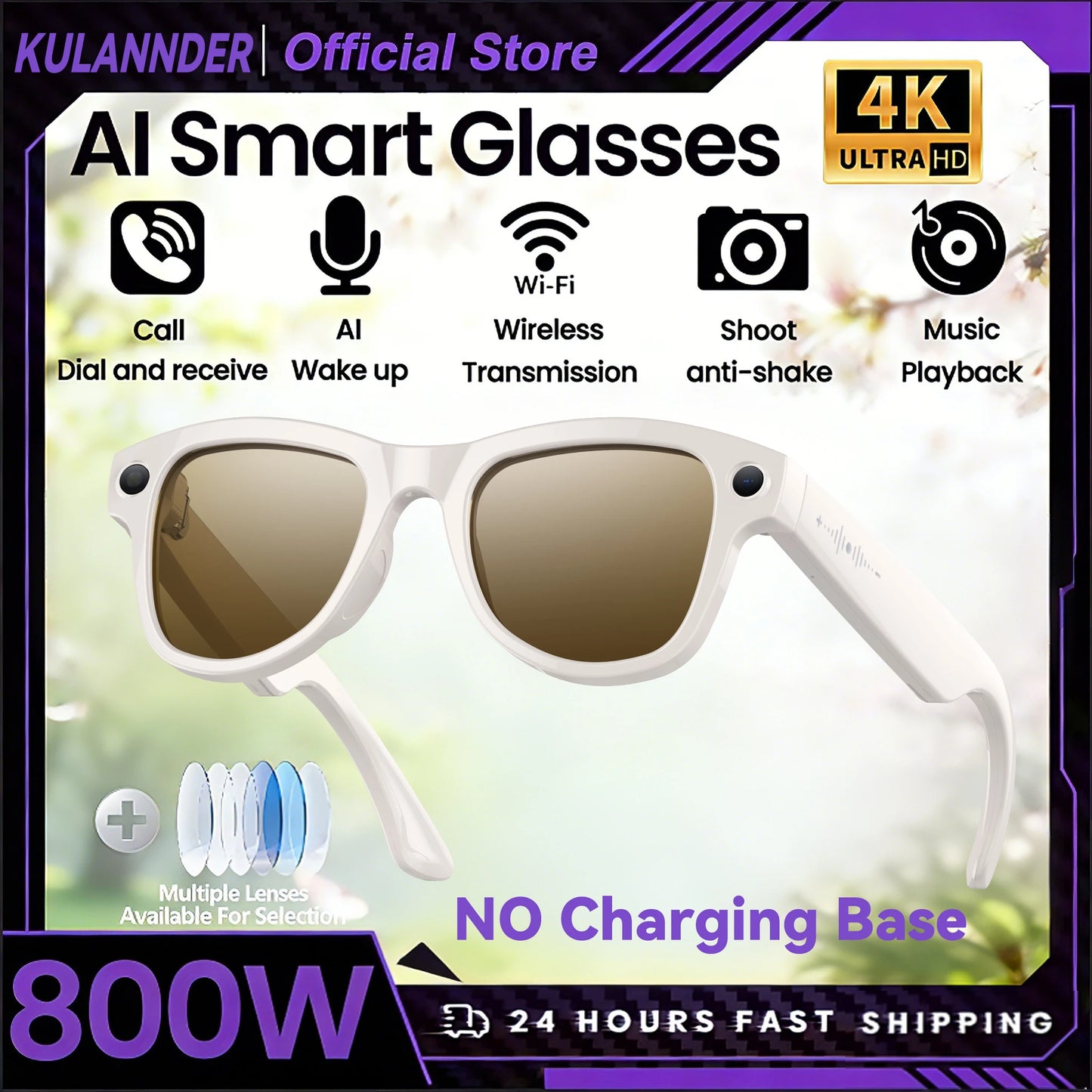 Smart AI Glasses 2026 8K Translator Photo Video Recording Music Playback With Charging Box SmartGlasses Sunglasses Men Women