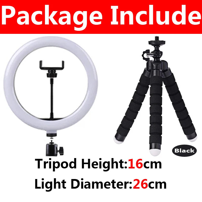 LED Phone Ring Light with Mini Tabletop Tripod