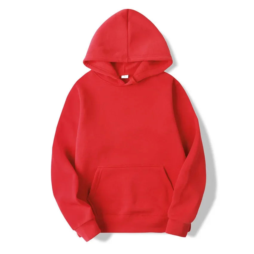 Unisex Solid Color Pullover Hoodie Sweatshirt — Casual Lightweight Fleece for Men & Women