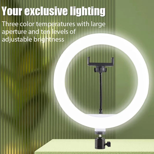 Dimmable USB Ring Light with Phone Holder - Makeup & Live Streaming