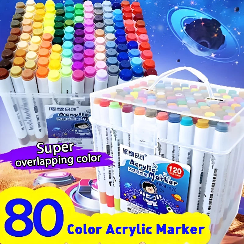 Acrylic Brush Markers Set with Portable Case, Liquid Ink Art Acrylic Paint Markers Set for Art and DIY Craft