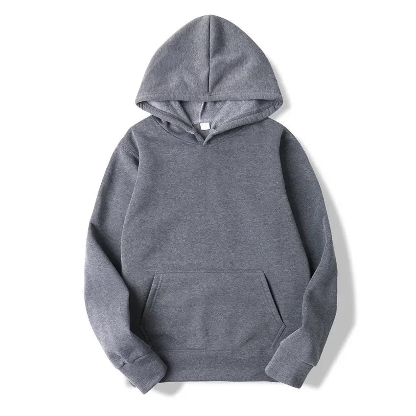 Unisex Solid Color Pullover Hoodie Sweatshirt — Casual Lightweight Fleece for Men & Women