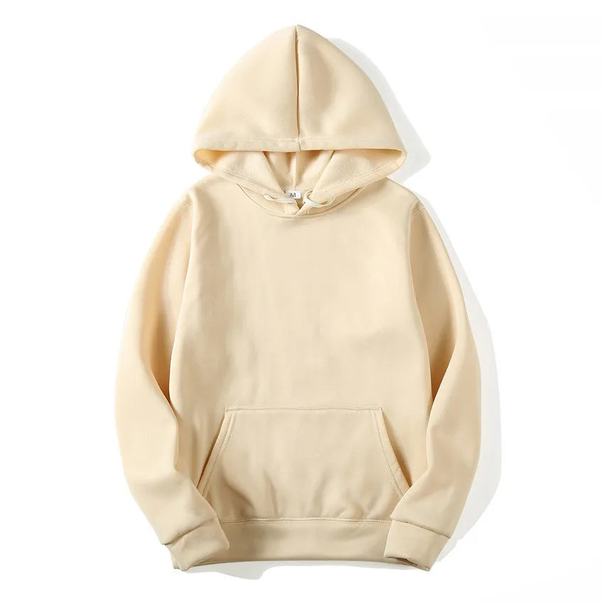Unisex Solid Color Pullover Hoodie Sweatshirt — Casual Lightweight Fleece for Men & Women