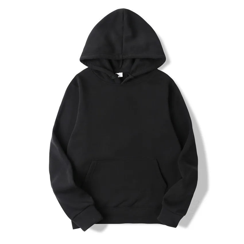 Unisex Solid Color Pullover Hoodie Sweatshirt — Casual Lightweight Fleece for Men & Women