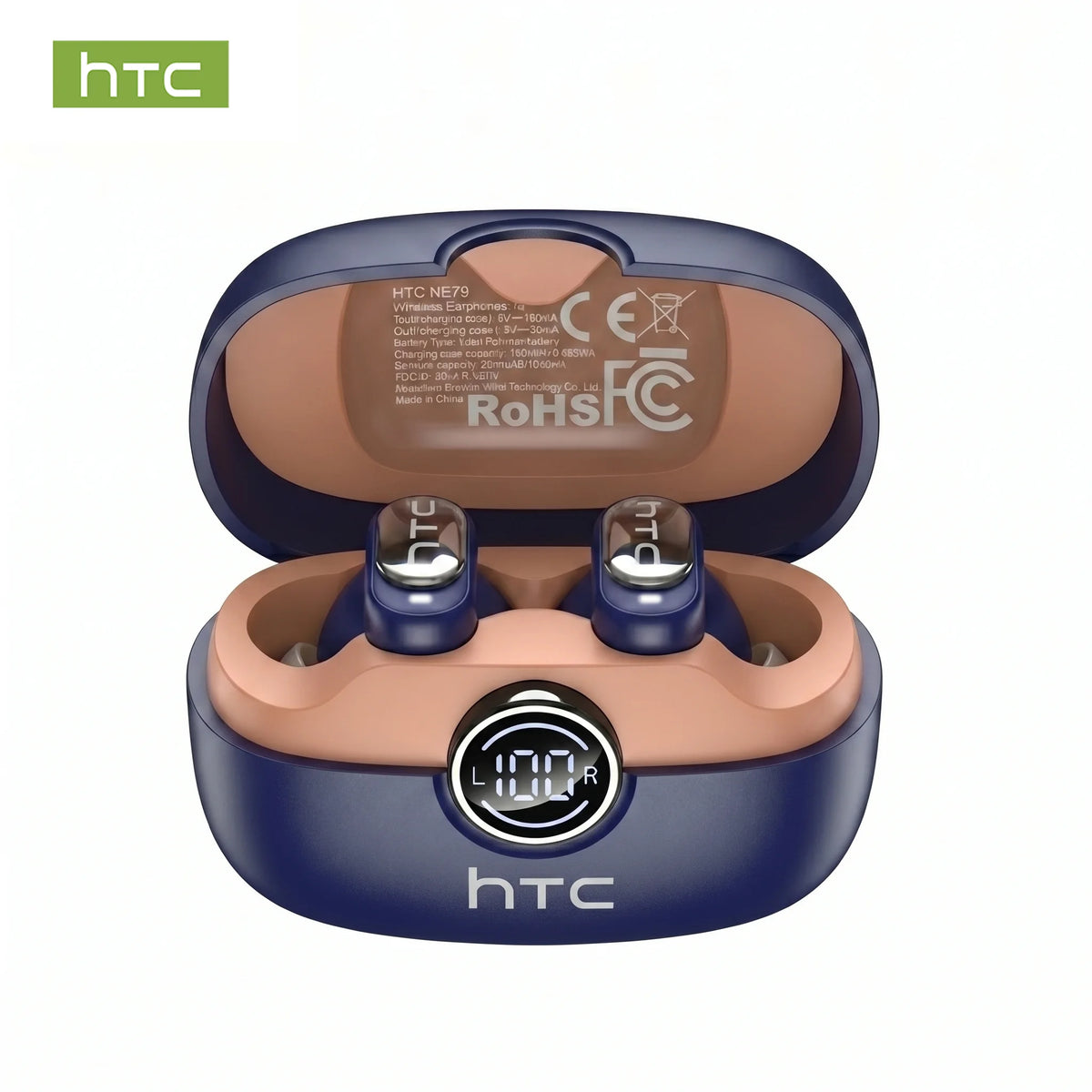 HTC NE79 Wireless Earbuds - Bluetooth 6.0 with LED Display