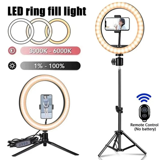 LED Selfie Ring Light with Remote & Tripod Stand