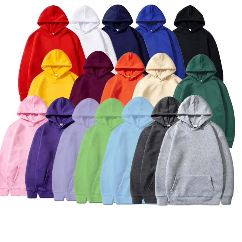Men's and women's pocket hoodie, solid color