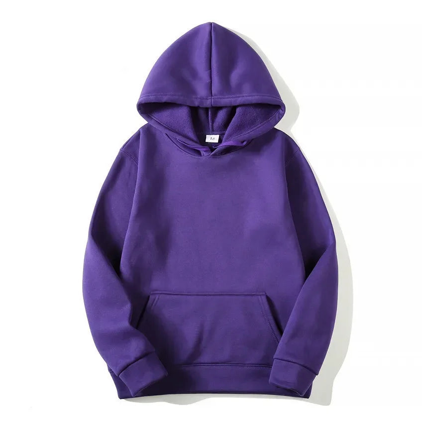Unisex Solid Color Pullover Hoodie Sweatshirt — Casual Lightweight Fleece for Men & Women