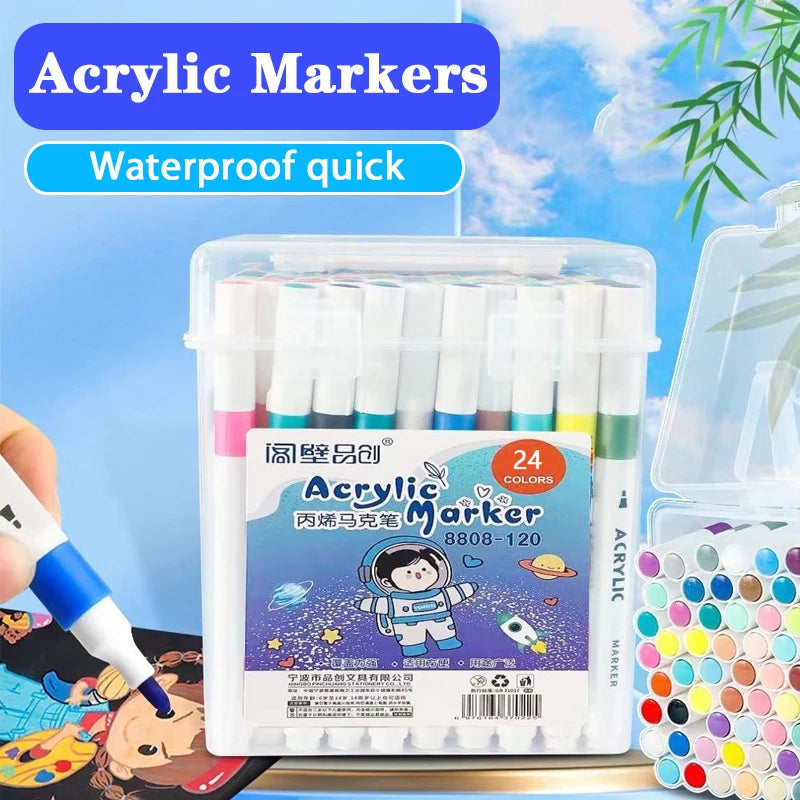 Acrylic Brush Markers Set with Portable Case, Liquid Ink Art Acrylic Paint Markers Set for Art and DIY Craft