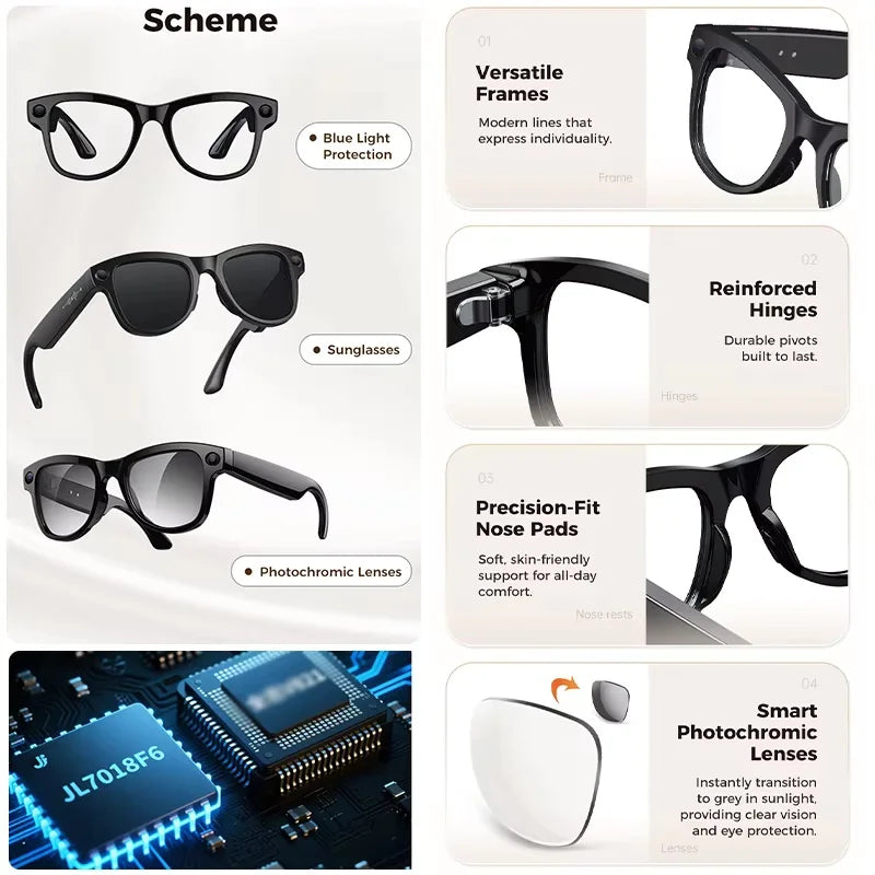Smart AI Glasses 2026 8K Translator Photo Video Recording Music Playback With Charging Box SmartGlasses Sunglasses Men Women